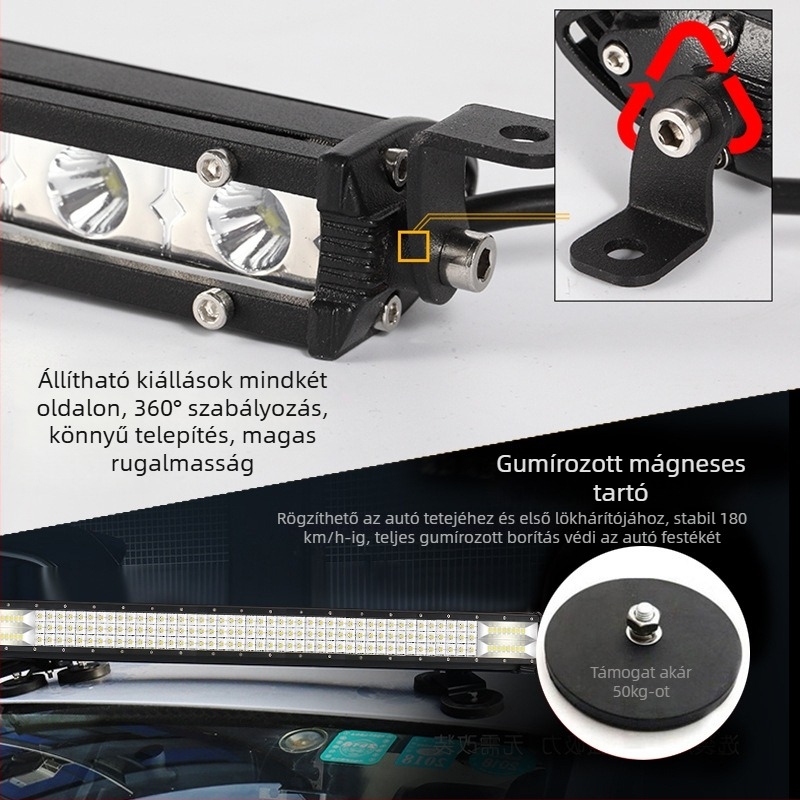Hosszú soros LED tetőfény teherautókhoz és terepjárókhoz, 12-60V, 200W, 5000-7000 lm, IP68