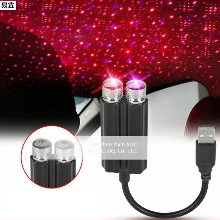 USB autó belső hangulatvilágítás csillagos égbolttal, lézeres vetítés és hangvezérlés