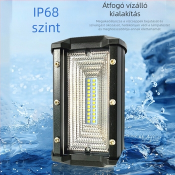 5 hüvelykes LED munkalámpa, két sor LED fénysugár, három LED-es kialakítás, reflex kupola, tetőre vagy első lökhárítóra szerelhető
