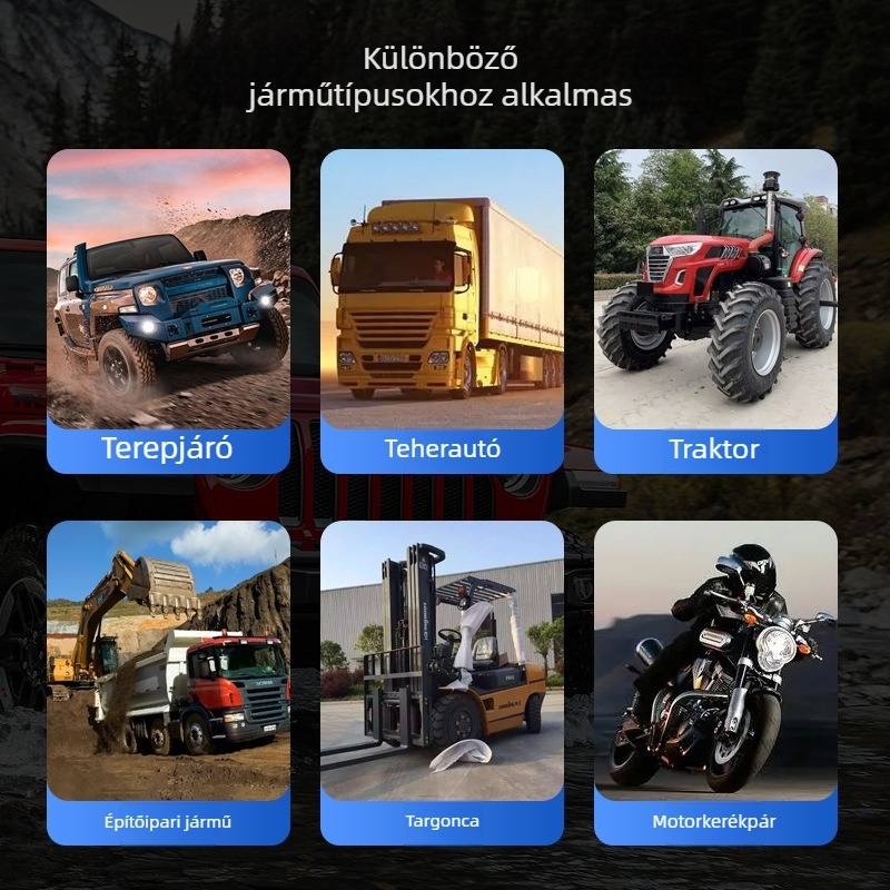 5 hüvelykes LED munkalámpa, két sor LED fénysugár, három LED-es kialakítás, reflex kupola, tetőre vagy első lökhárítóra szerelhető