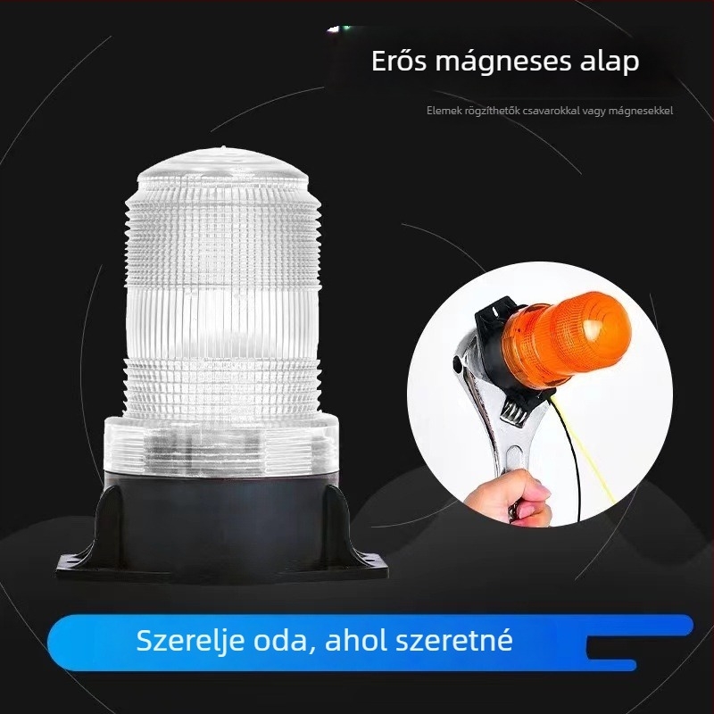 Teherautókhoz való LED riasztófény mágneses mennyezeti rögzítéssel, strobo világítás, 12/24V, 8W, 5000 lm