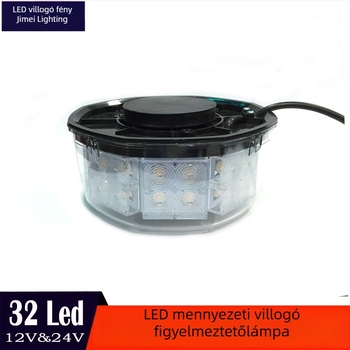 32-LED autó tetőstrobe fény, 12-30V, 1200 lm, Modell 820B, ABS