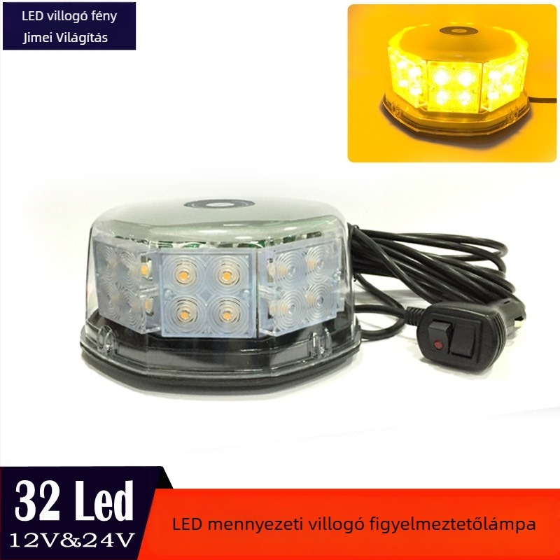32-LED autó tetőstrobe fény, 12-30V, 1200 lm, Modell 820B, ABS