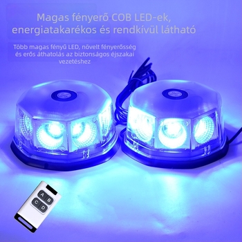 Autó tető LED villogó erős mágneses rögzítés, kettős fej, 12-24V, 40W, 01-es modell