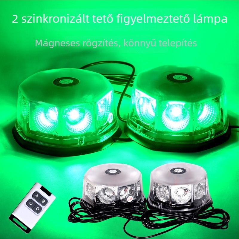 Autó tető LED villogó erős mágneses rögzítés, kettős fej, 12-24V, 40W, 01-es modell