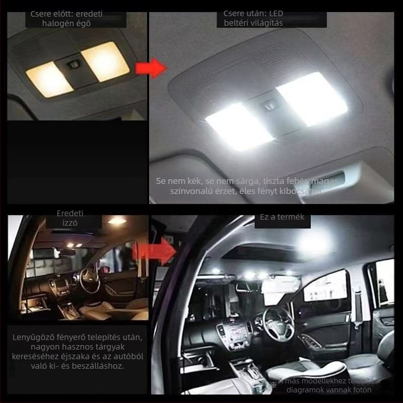 LA900S/LA910S autó LED tetőlámpa — 12V, 24W, 5000 lm, élettartam 20000 óra