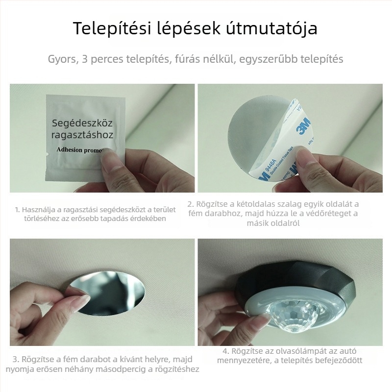 Autó belső hangulatvilágítás zenére aktivált ritmikus villanásokkal, vezeték nélküli olvasófénnyel és színes belső atmoszférát teremtő világítással
