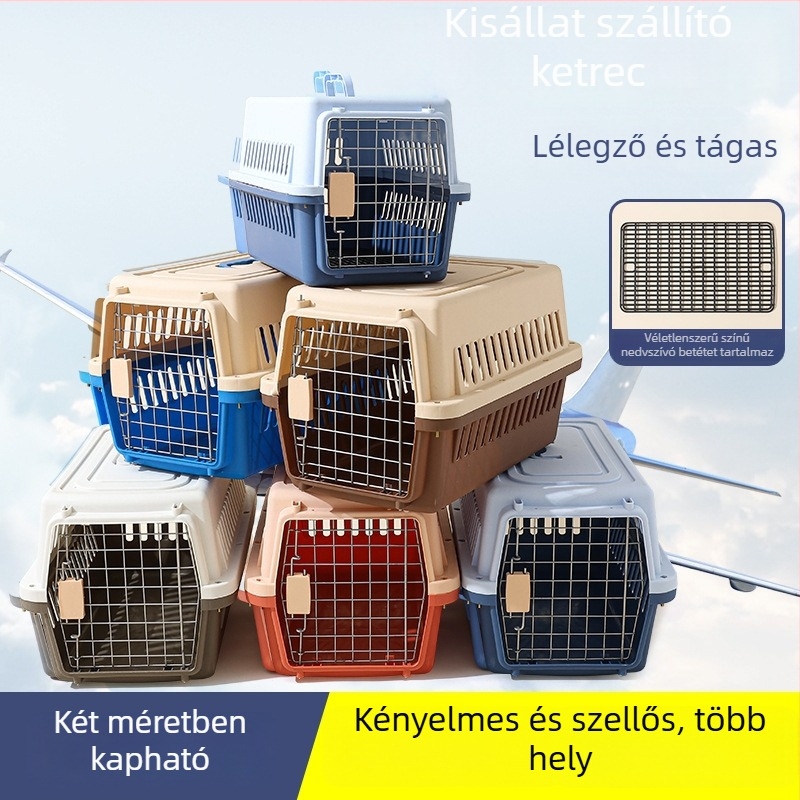 Kemény műanyag háziállat szállítótáska macskáknak és kis kutyáknak, hordozható utazótáska geometriai mintával, legfeljebb 7 kg-ig