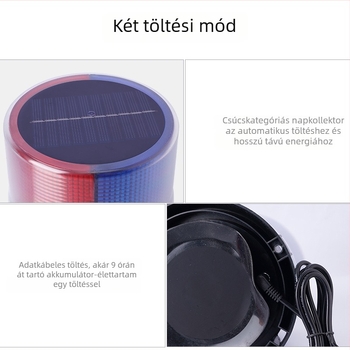 Napelemes forgó figyelmeztető fény, vízálló, modell JSD06-1, 1.5W/5V, iskolabuszhoz