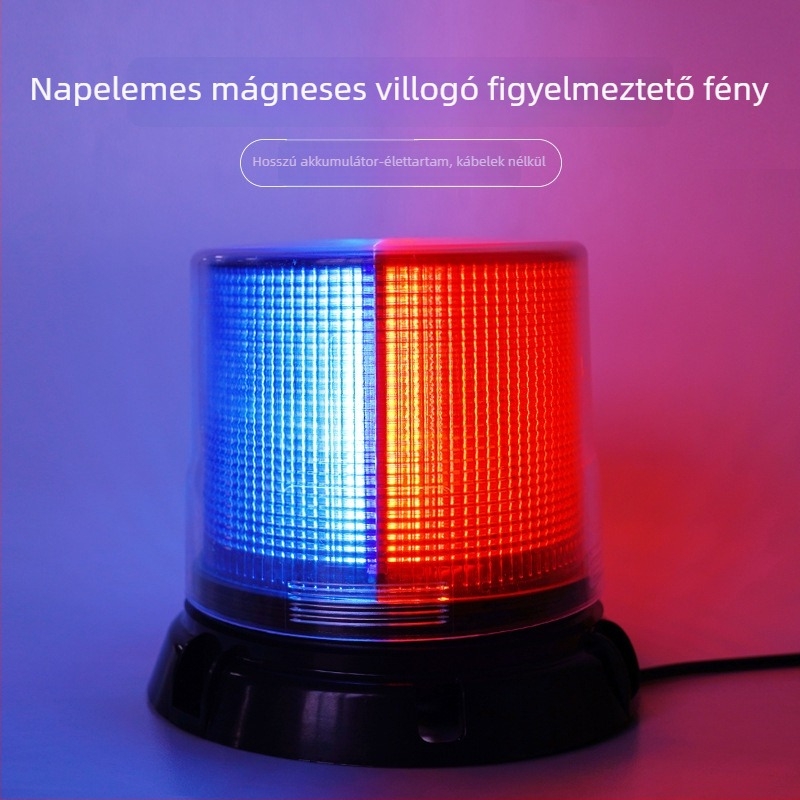 Napelemes forgó figyelmeztető fény, vízálló, modell JSD06-1, 1.5W/5V, iskolabuszhoz