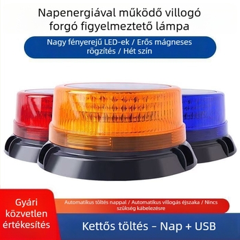 Napelemes éjszakai figyelmeztető fény, erős mágneses LED tető strobo toronydaruk és nagy teherautók számára