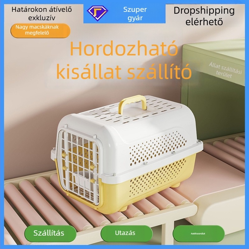 Ha Dog Pet hordozható műanyag állat szállító, csíkos mintázat, 8 kg kapacitás, közepes keménység