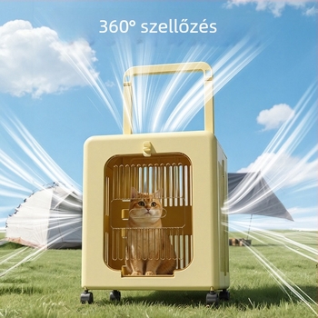Kisállat utazótáska kerekkel, nagy belső térrel, összecsukható, átlátszó ablakkal, macskáknak és kutyáknak