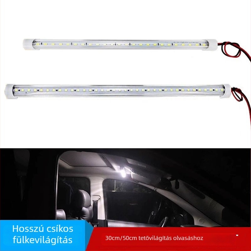 12V/24V LED belső világítás autóhoz és teherautóhoz, kabin világító sáv, olvasólámpa, tetőfény kapcsolóval