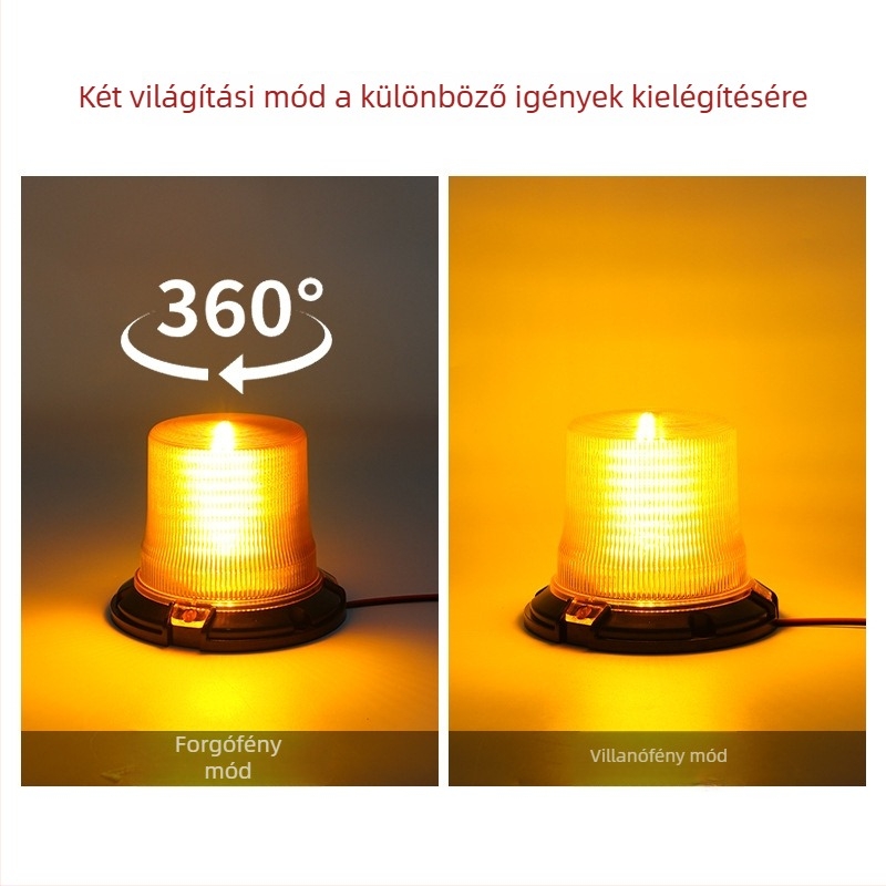 Építőipari jármű figyelmeztető lámpa, vízálló strobo fény mágneses tetőre szerelhető, éjszakai parkoláshoz