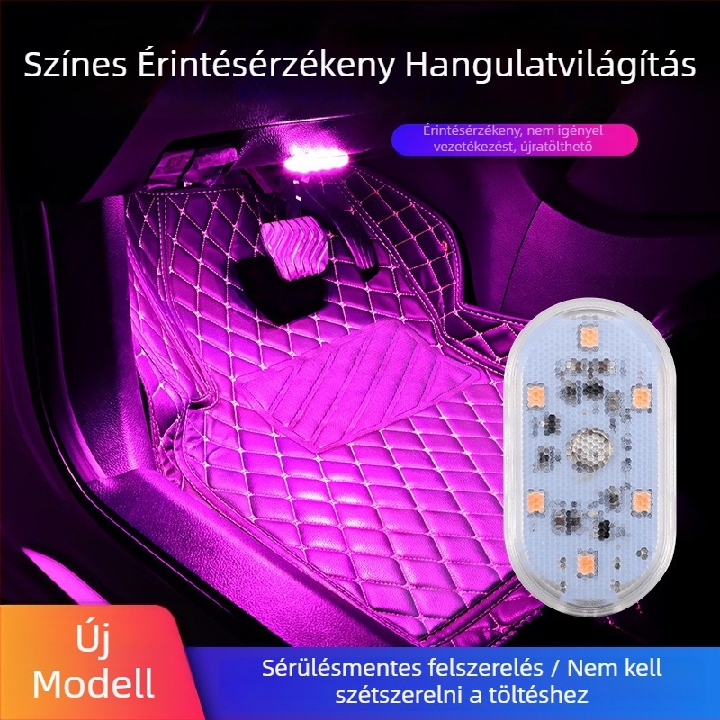 Autóhoz tervezett LED olvasólámpa érintésérzékelővel, USB töltéssel, tetőre szerelhető vészvilágítás