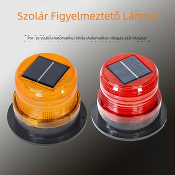 Napelemmel működő figyelmeztető stroboszkóp lámpa építkezési kabinhoz, LED mennyezeti világítás, útzáró fény elektromos járművekhez