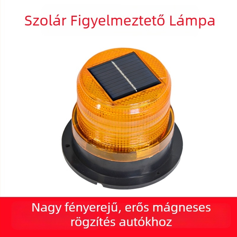 Napelemmel működő figyelmeztető stroboszkóp lámpa építkezési kabinhoz, LED mennyezeti világítás, útzáró fény elektromos járművekhez