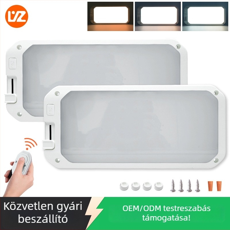 LED mennyezeti lámpa – téglalap alakú, állítható fényerővel, 12-30V, 15W, Modell FCD18, 50 000 óra élettartam (belső)