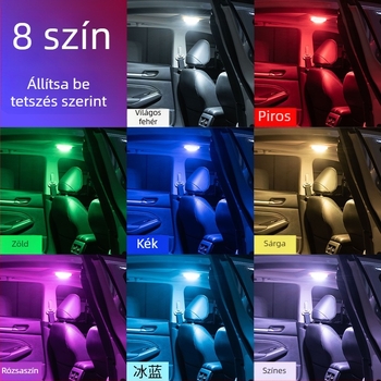 Autó LED belső olvasólámpa, Y-975, nyolcszínű LED mennyezeti dekoratív világítás a hátsó kabin részére