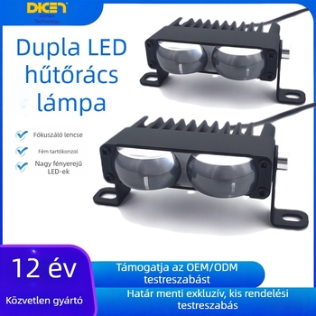 Autó elülső rácsához LED világítás, vízálló spotlámpa, lézeres kiemelés, sárga és fehér kettősségű fény, károsodásmentes szerelés