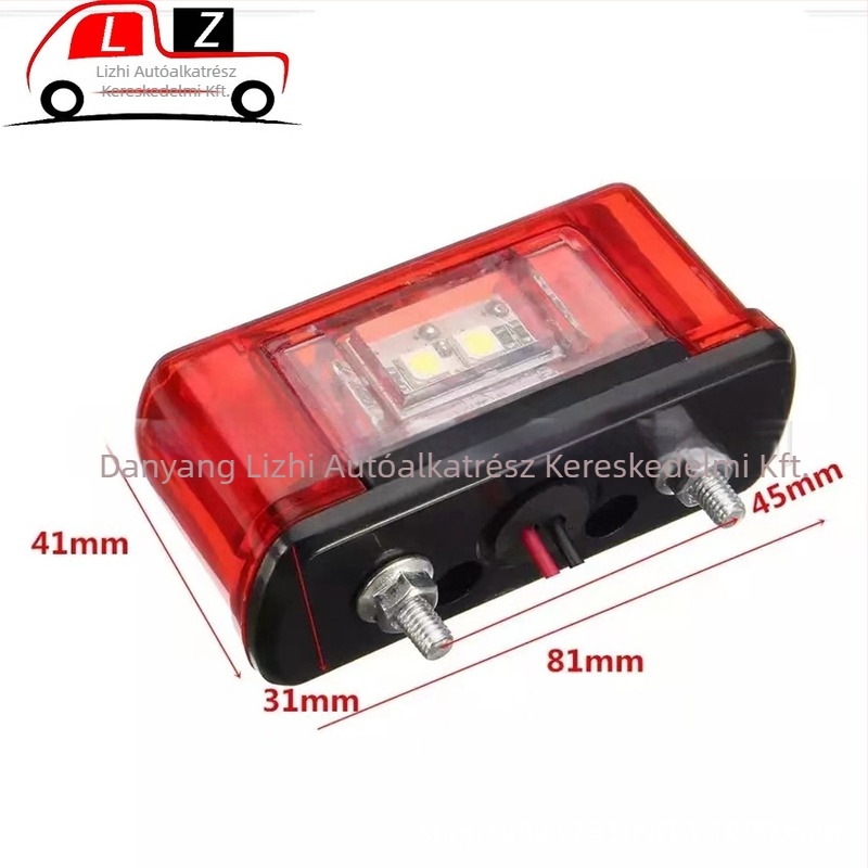 Lizhi LZ-022-4LED004, ABS anyagú 4-LED rendszámtábla lámpa teherautókhoz, kisbuszokhoz és vontatókhoz, 12V, 0.4W, 3000h