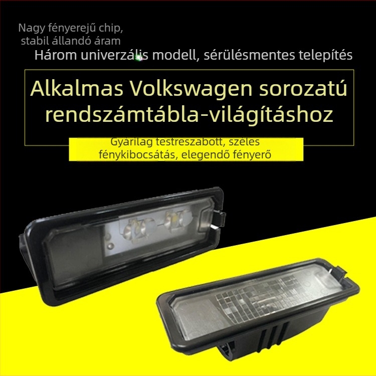 Volkswagen rendszámlámpa LED és halogén opcióval — egy- vagy kettős LED egység, 12V