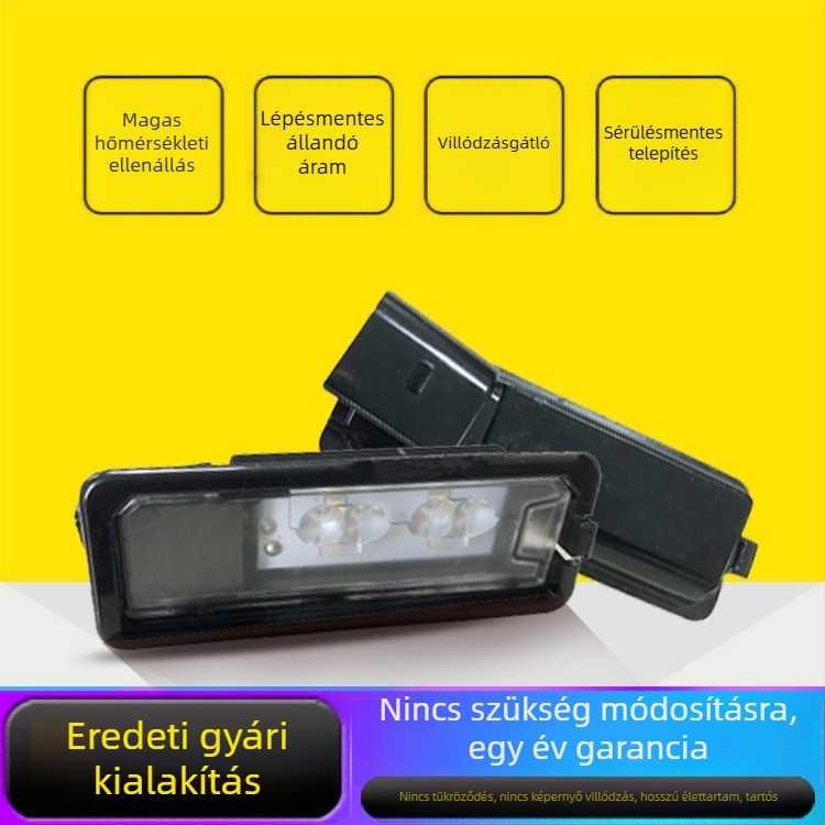 Volkswagen rendszámlámpa LED és halogén opcióval — egy- vagy kettős LED egység, 12V