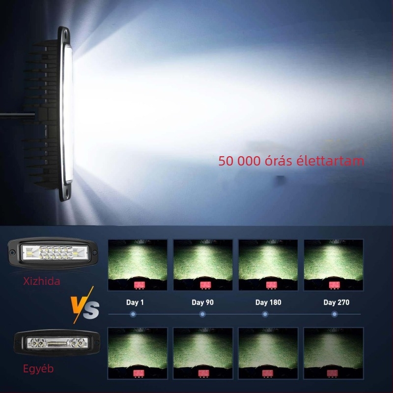 LED autóvilágítási munkalámpa kettős színű oldalsó villogóval, off-road spotlámpa, 18W, DC12-32V, 3200 lm, élettartam 50 000 óra