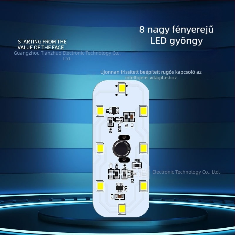 Autó belső olvasólámpa LED környezeti világítással, érintésérzékelővel és USB töltéssel, tetőre szerelve