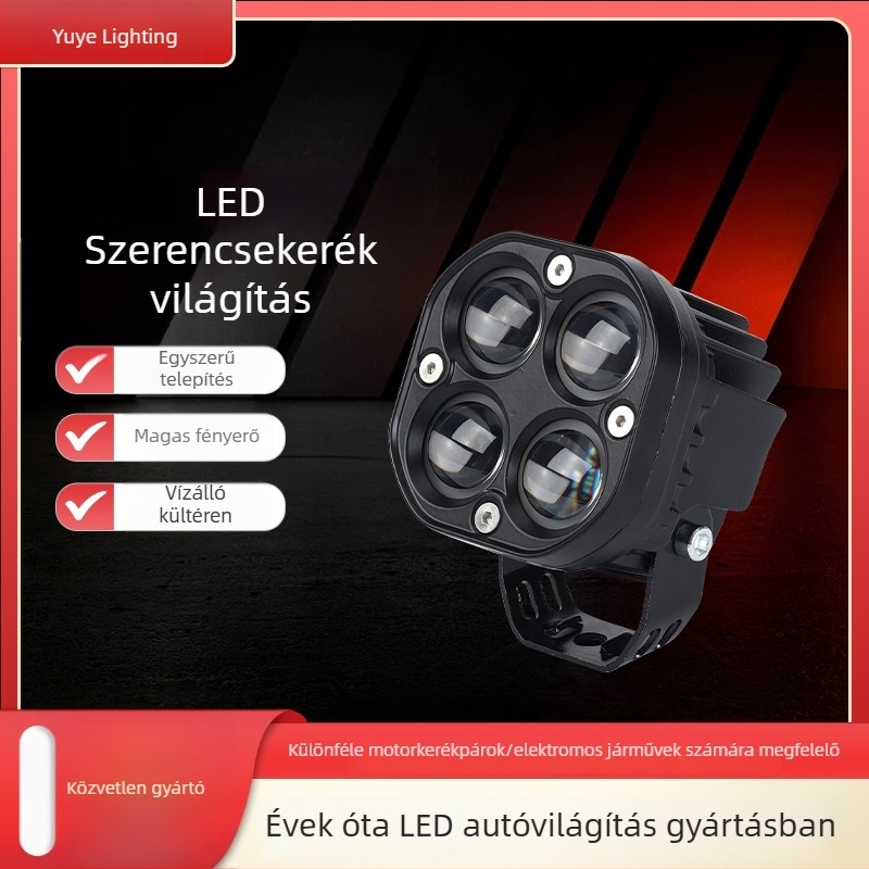 Autó és motorkerékpár LED spotlámpa négylevelű lóhere lencsével – LED, 18W, 12-80V, 4000 lm, IP67