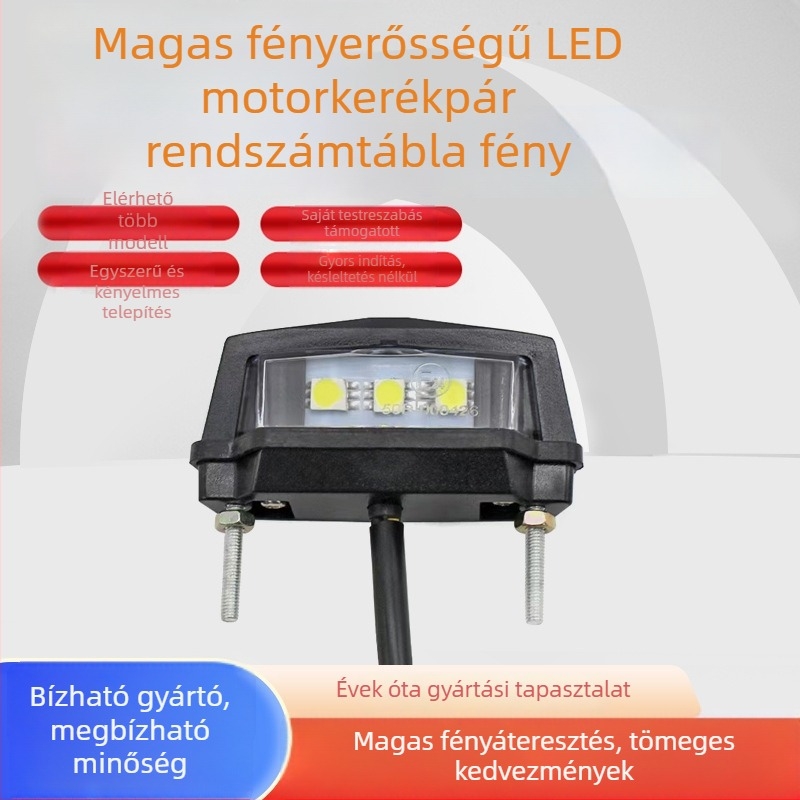 Motorkerékpár LED hátsó lámpa rendszámtábla kerettel és figyelmeztető lámpával, testreszabható; Fényforrás: LED; Modell: hátsó lámpa.