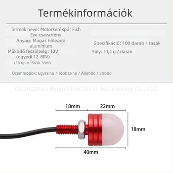 M6 motorkerékpár LED rendszámtábla lámpa fisheye lencsével