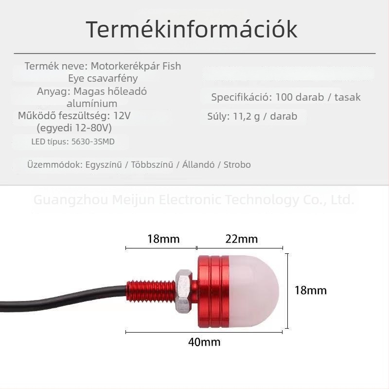 M6 motorkerékpár LED rendszámtábla lámpa fisheye lencsével