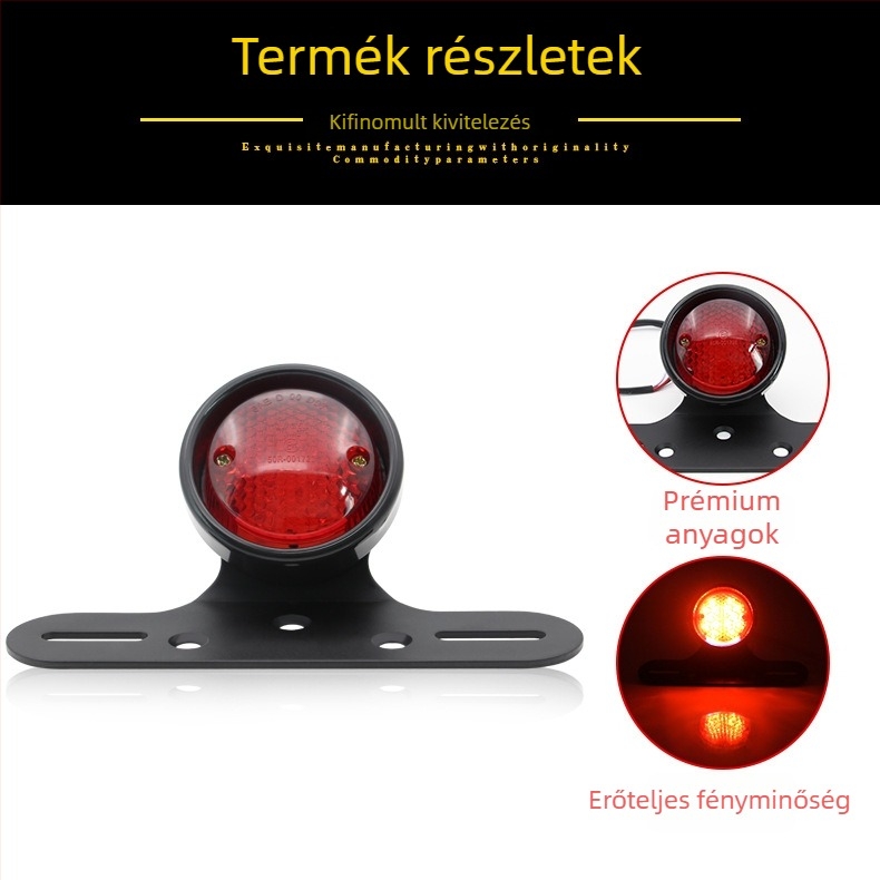 Motorkerékpár hátsó lámpa - Retro LED kör alakú lámpa, 10W, 12V LED