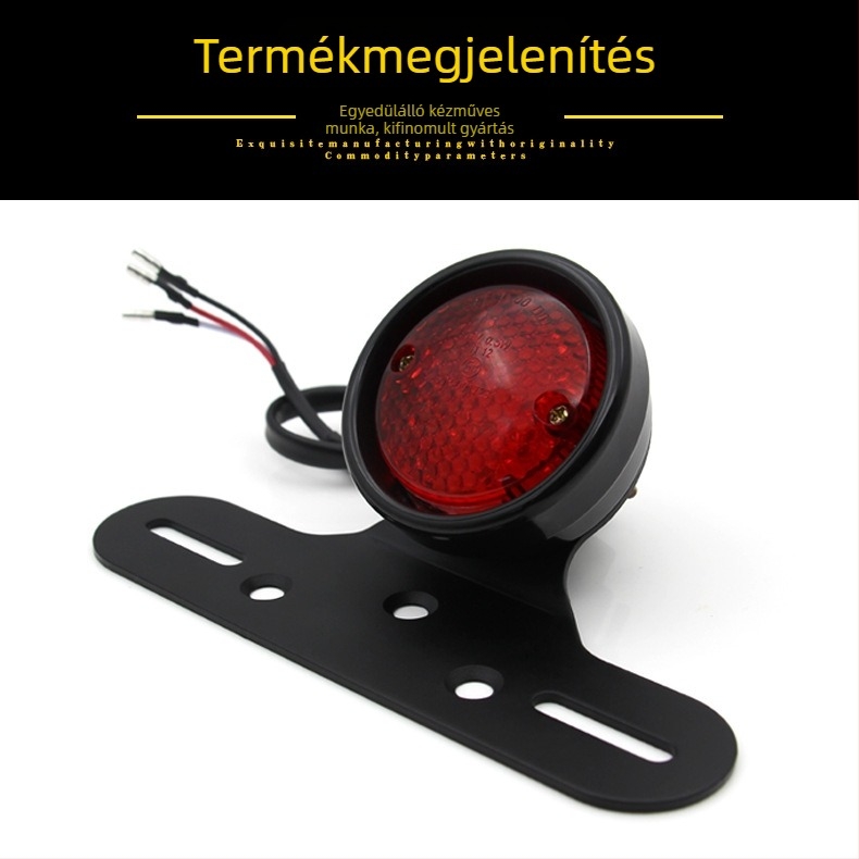 Motorkerékpár hátsó lámpa - Retro LED kör alakú lámpa, 10W, 12V LED