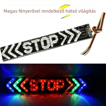 LED hátsó lámpa motorkerékpárhoz – féklámpa, irányjelző és rendszámtábla világítás, STOP modell, univerzális illeszkedés