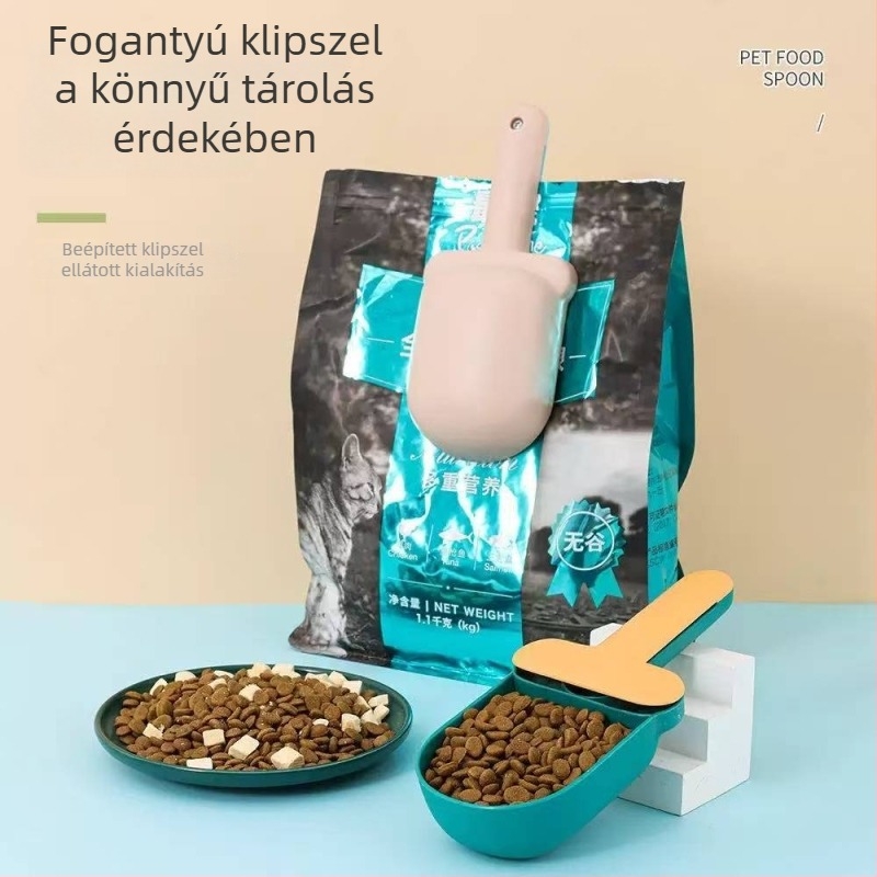 Kisállat etetőkanál klippel, kutya és macska számára, univerzális etetőkanál, nagykereskedelem