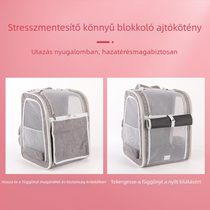 Macska hordozó hátizsák - Oxford anyag, kapacitás 43, összehajtható, hordozható, egyszínű mintázat