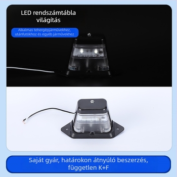 Két LED-es rendszámtábla világítás rövid tartóval teherautókhoz, személyautókhoz és utánfutókhoz (10-30V)