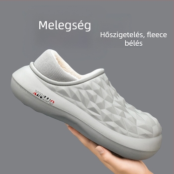 Férfi pamut papucs a lakásban, slip-on zárt hátsó résszel, EVA felső rész és talp, injekcióval formázott talp, korosztály 18–40