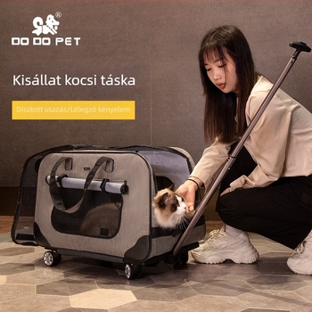 DODOPET Kisállat trolikocsi hordozó, levehető macska- és kutyatáskával, szélvédett