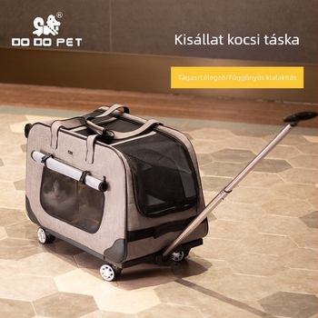 DODOPET Kisállat trolikocsi hordozó, levehető macska- és kutyatáskával, szélvédett