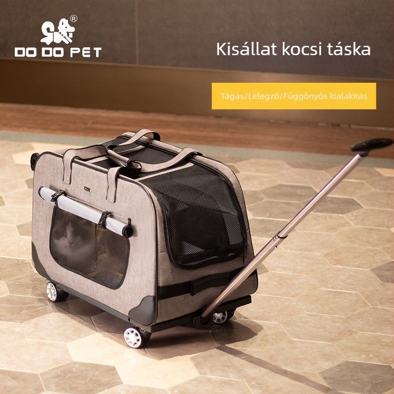 DODOPET Kisállat trolikocsi hordozó, levehető macska- és kutyatáskával, szélvédett