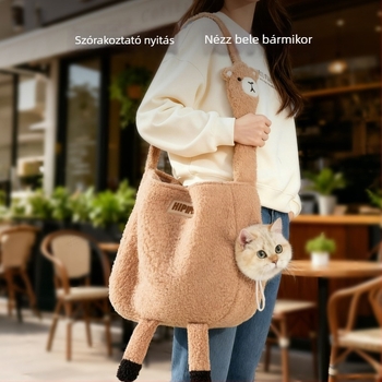 Macskaszállító hátizsák - Hippie dog, puha tömés báránygyapjúból, 5–7,5 kg kapacitás, állatmintás
