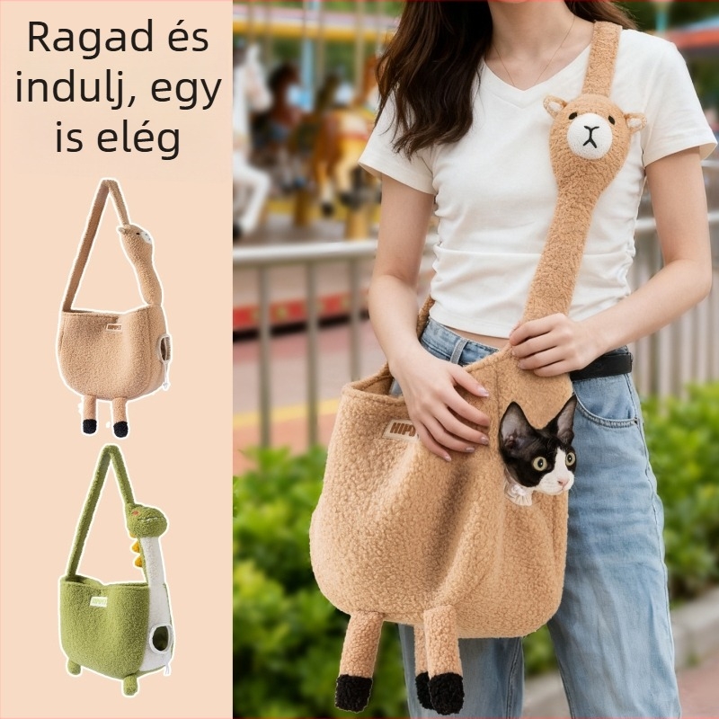 Macskaszállító hátizsák - Hippie dog, puha tömés báránygyapjúból, 5–7,5 kg kapacitás, állatmintás