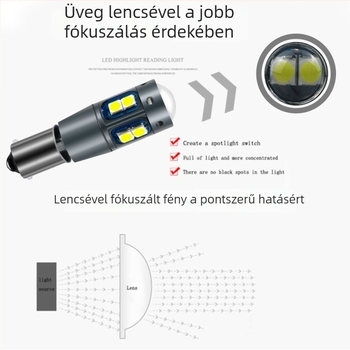 LED BA9S 3030 10SMD autó olvasólámpa alumínium házban, fehér fény