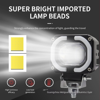 LED terepjáró spot lámpa fisheye lencsével, 20W, 2000lm, IP68, 12-60V