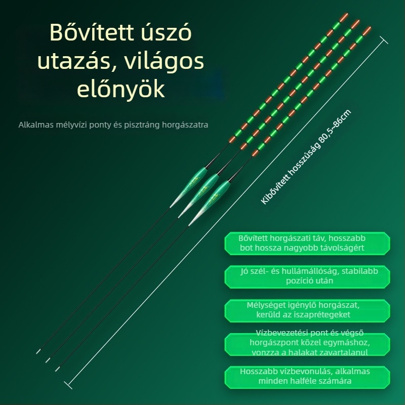 Horgász úszó világítótesttel, kettős használat, anti-szél és anti-hullám, vastag farok • Anyag: kompozit anyag • Márka: Default Item