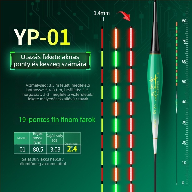Horgász úszó világítótesttel, kettős használat, anti-szél és anti-hullám, vastag farok • Anyag: kompozit anyag • Márka: Default Item